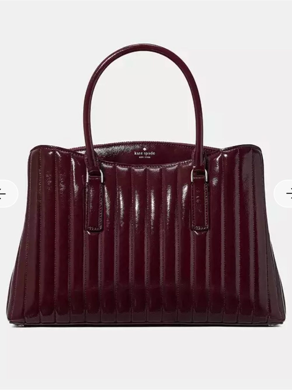Kate Spade New York Thompson Street Shiny Quilted Satchel Bag Burgundy - Picture 1 of 16